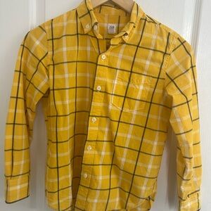 GAP Yellow Button Down Shirt with Windowpane Check